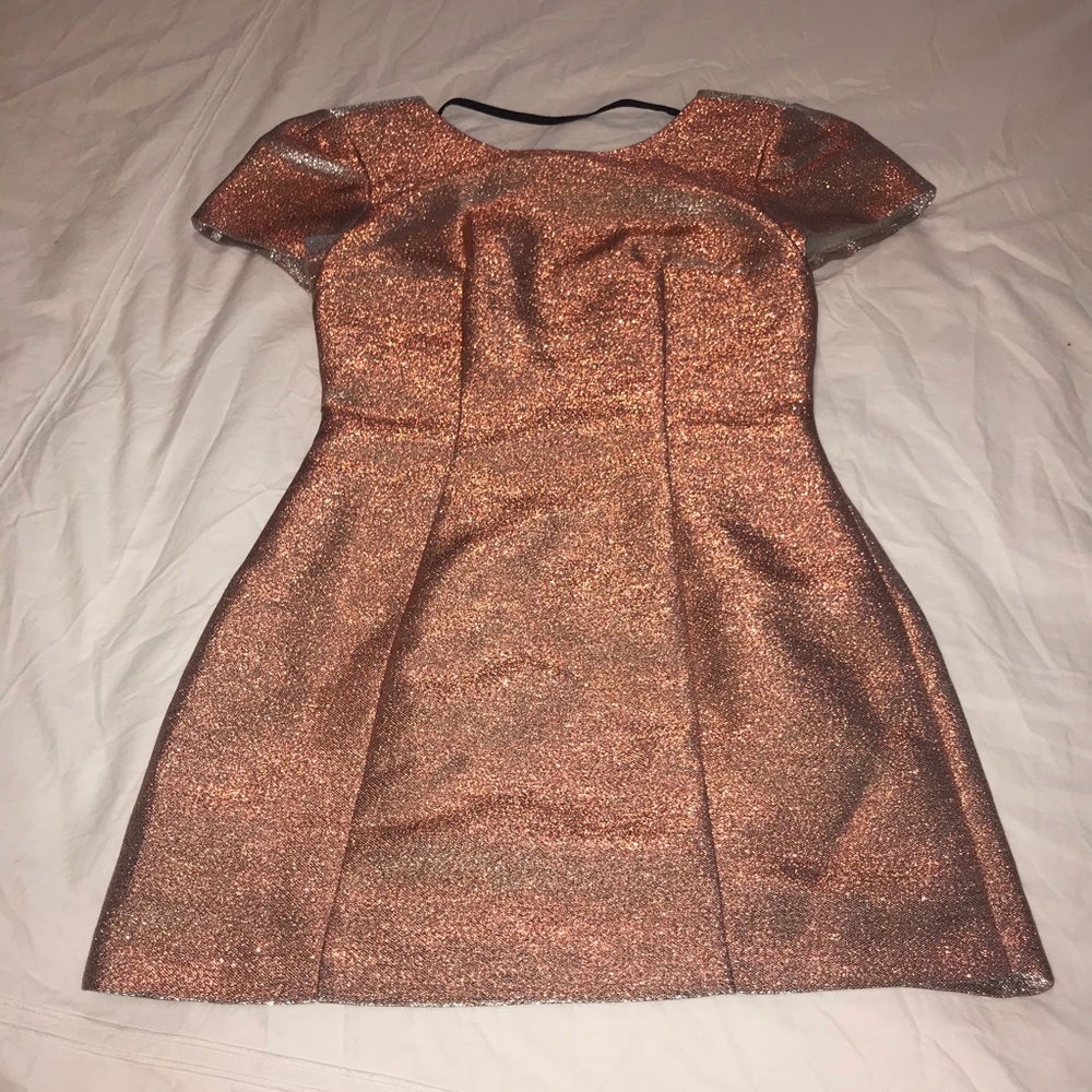 Express pink/gold/silver sparkly mini dress